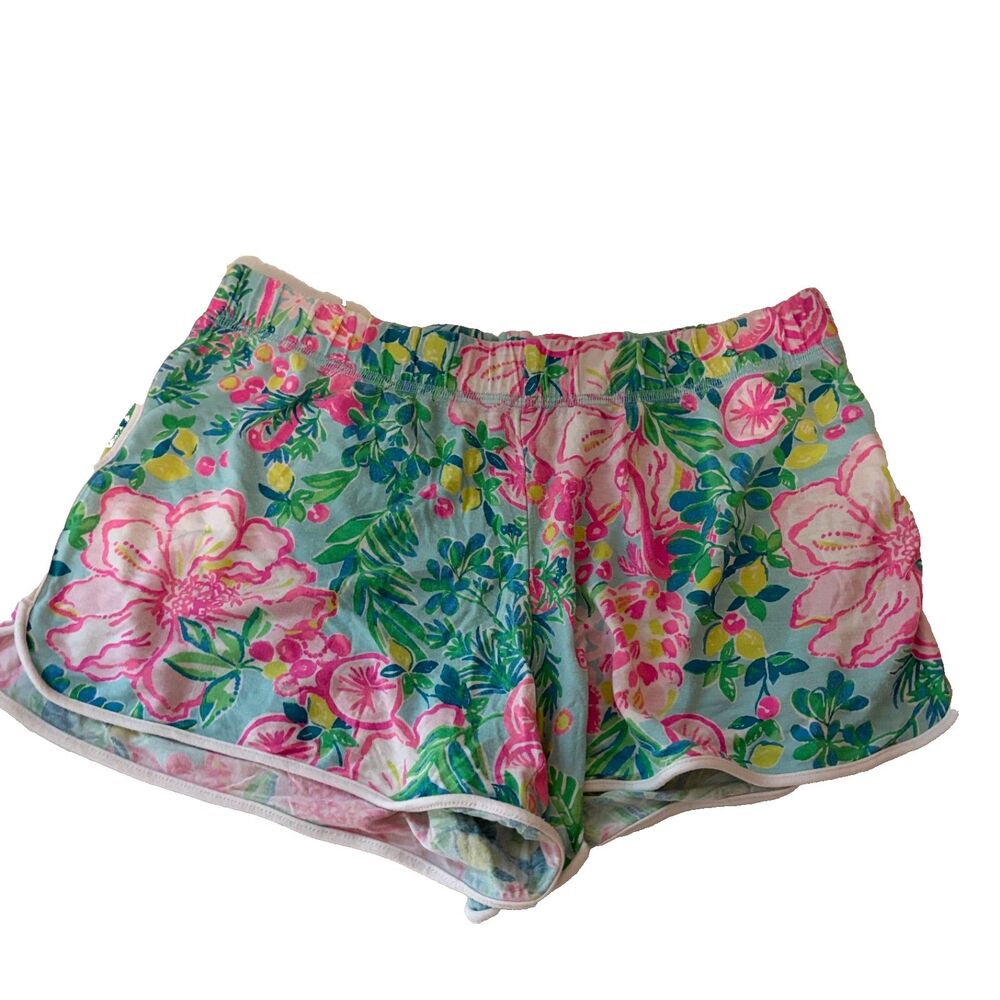 Lilly Pulitzer Pajama Shorts Women's Small Floral Pull On Colorful Artsy Lounge